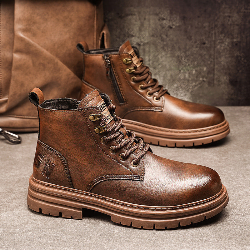 New Trendy Autumn And Winter High-top American Vintage Work Boots