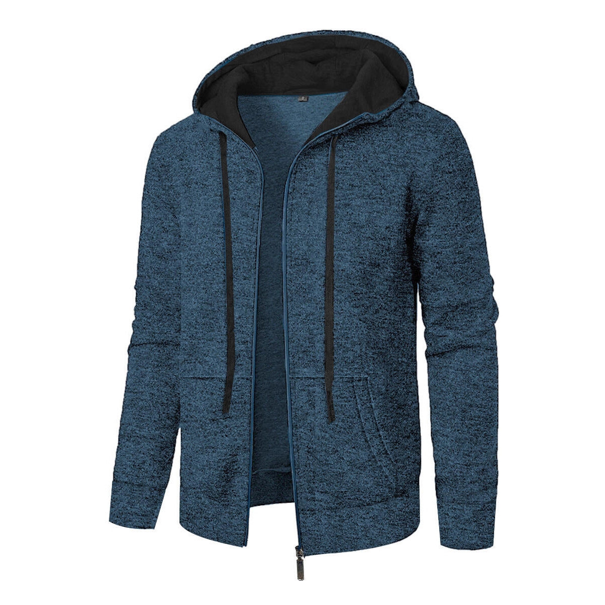 Men's Sports Fitness Casual Jacquard Sweater Hooded Coat