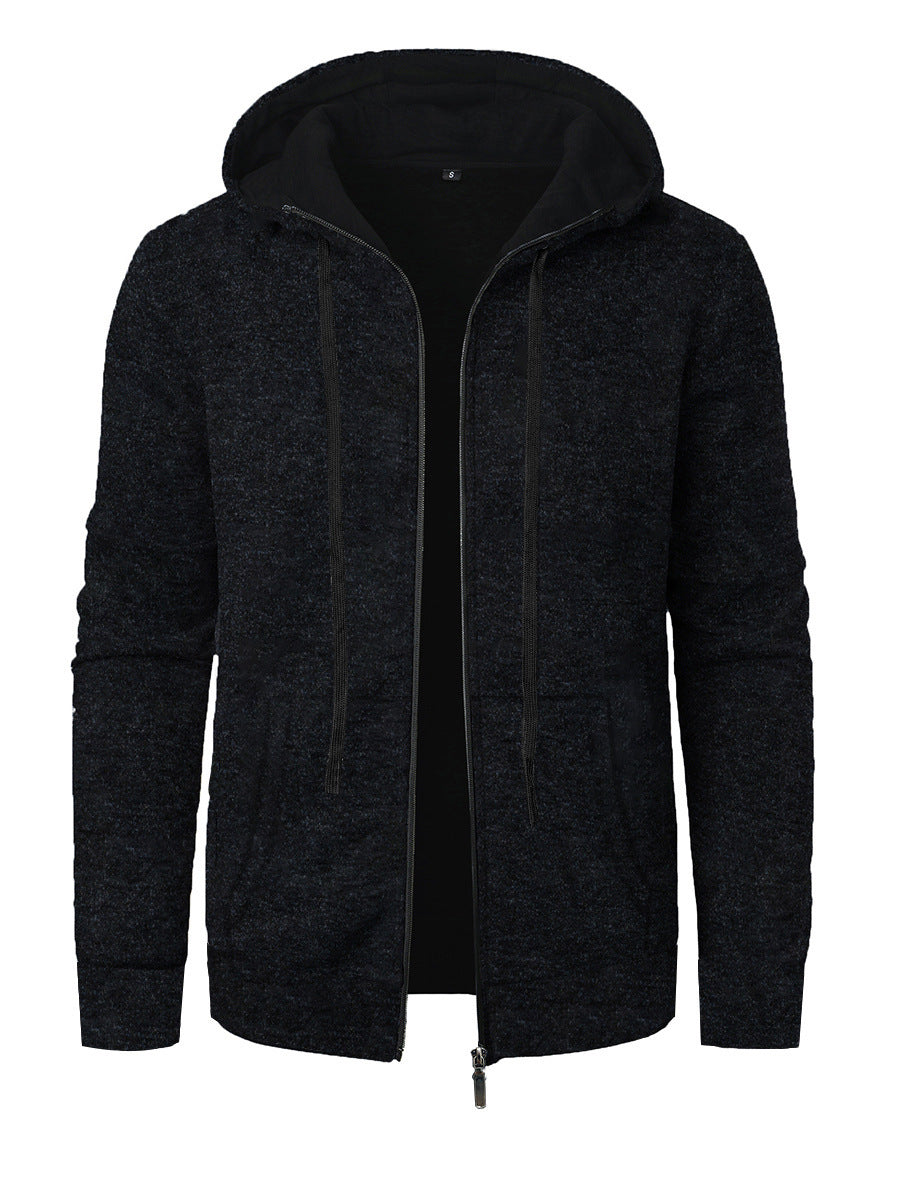 Men's Sports Fitness Casual Jacquard Sweater Hooded Coat